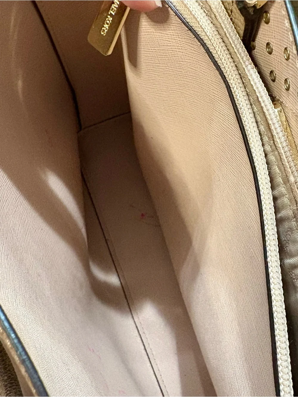 Michael Kors Tan Leather Perforated Satchel